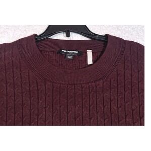 Karl Lagerfeld Paris Men's XXL Burgundy Cable Knit Crewneck Sweater NWT